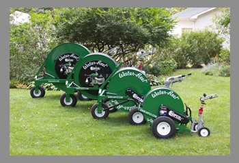 several B-series water-reels showcased for garden irrigation